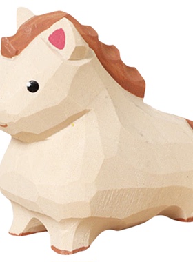 可爱小白兔小马木雕桌面摆件卡通治愈系玄关摆件儿童玩具生日礼物