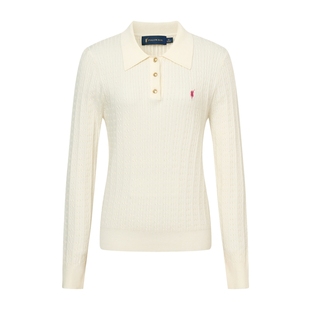 POLOWALK女装2025秋季新品女式长袖针织衫通勤百搭polo领针织衫女