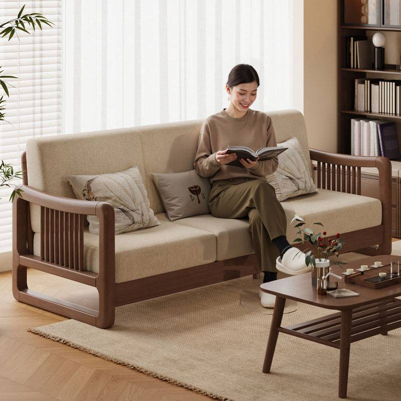 实木沙发客厅家用小户型新美学人氏三布艺沙发木头宋位中式长椅