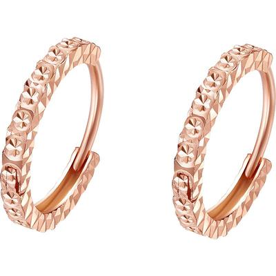 周六福18K金耳环玫瑰金花纹耳钉