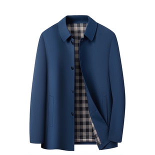 高端男装外套常规翻领扣子中年爸爸通勤百搭2025新款商务休闲外套