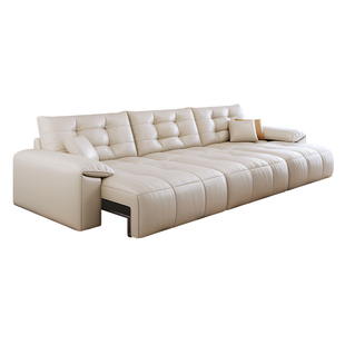 电动沙发床功能客厅真皮直排双三人位新款可趟可睡可调节伸缩两用