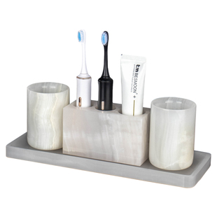 轻奢白玉大理石洗漱套装酒店高颜值卫浴口杯牙刷置物架纸巾盒托盘