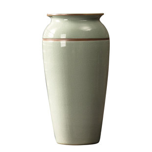 景德镇汝窑青釉花瓶新中式陶瓷摆件干花插花玄关酒柜客厅装饰品