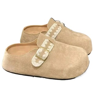 小个子厚底增高包头半拖鞋女外穿2026春夏新款松糕底一脚蹬勃肯鞋