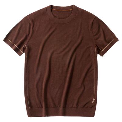 MrBu布先生半高领羊毛短袖t