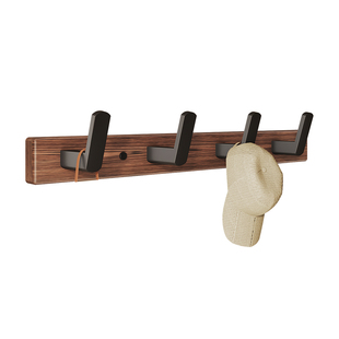 胡桃原木免打孔挂钩试衣间门后衣帽挂钩毛巾架实木排钩浴巾置物架