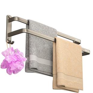 德力西毛巾架卫生间免打孔洗手间浴室浴巾置物架子挂杆挂毛巾神器