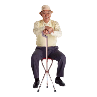 德国老人拐杖防滑椅折叠带椅子两用可坐马扎凳凳子便携老年人拐棍