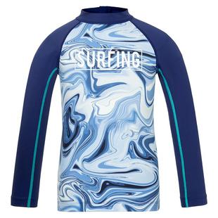 爱慕儿童泳衣防晒高弹耐氯长袖游泳衣泳装男孩中大童沙滩出水不冷