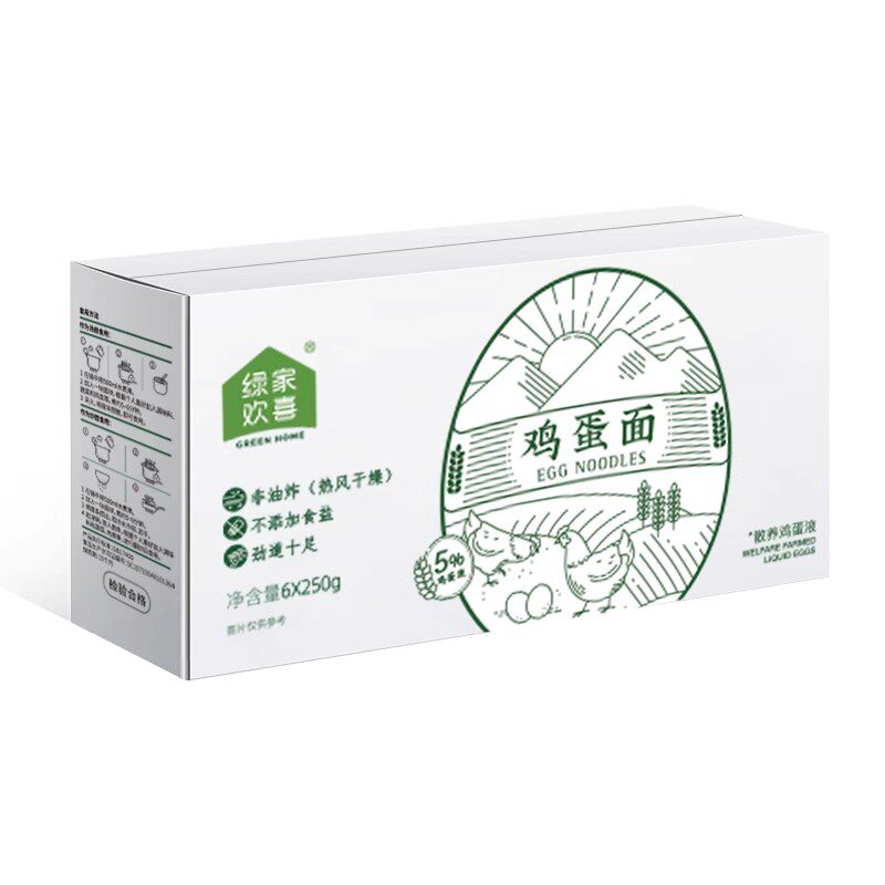 绿家欢喜鸡蛋面非油炸整箱