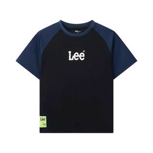 Lee kids男女童撞色插肩t恤防晒夏季休闲透气儿童中大童短袖上衣