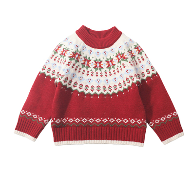 超好看女童红色毛衣冬季加厚保暖