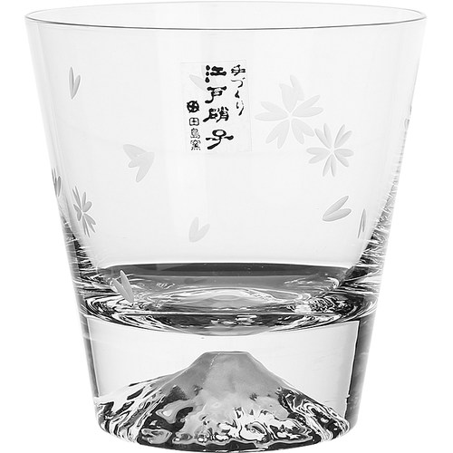 日本进口江户硝子富士山樱花情侣玻璃杯水杯威士忌酒杯生日礼物