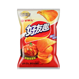 好丽友好友趣原切马铃薯片凹凸泡菜味45g膨化休闲解馋小零食小吃