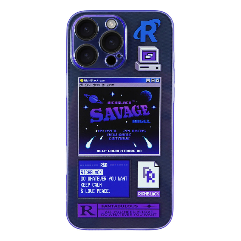RichBlack原创设计蒸汽波re106GAME紫手机壳 适用于苹果17iPhone18ProMax
