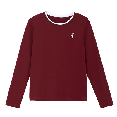 白色正肩长袖t恤女打底衫显瘦