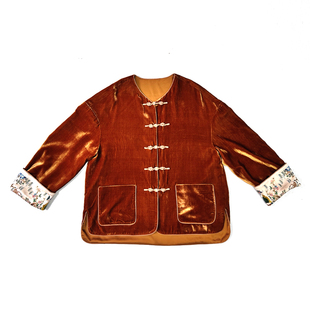 拉贝碧【买一送一】鎏金岁月 新中式桑蚕丝绒刺绣短外套羊毛棉服