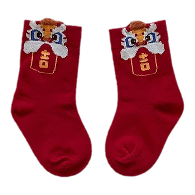 宝宝无骨袜中筒袜红色喜庆新年袜