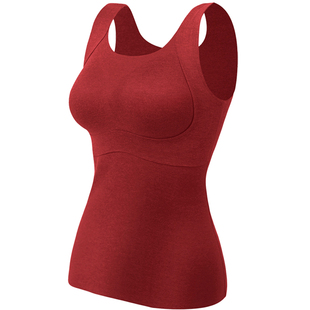 BIEG大码保暖内衣背心女士秋冬季自发热无痕带胸垫一体打底衫上衣