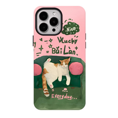 摆烂小猫适用苹果17promax手机壳iphone16pro菲林磁吸支架个性华为P80小米15小众vivo防摔保护壳oppo慵懒可爱