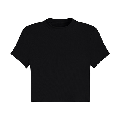 MULVAN 曲线助攻 气质短袖露脐T恤女短款修身显瘦辣妹正肩上衣