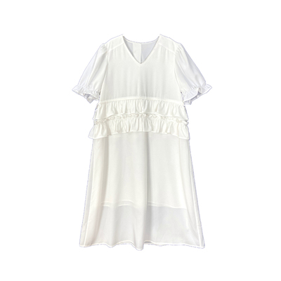 孕妇装夏季薄款V领蛋糕连衣裙