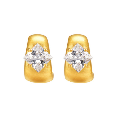 明牌珠宝古法黄金月耀星辉耳饰