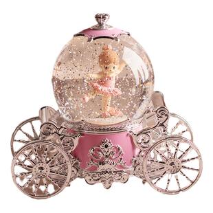 梦幻飘雪旋转南瓜马车水晶球音乐盒八音盒女生小女孩儿童生日礼物