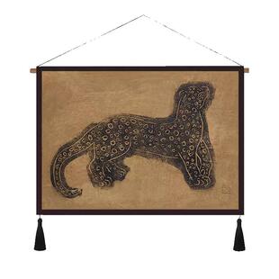 常玉金钱豹布艺挂毯电表箱挂布茶室卧室餐厅床头中国风挂画壁毯画