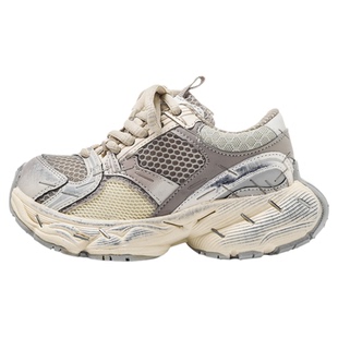 儿童运动鞋2025秋季新款订书机男童鞋子老爹鞋网面透气女童休闲鞋