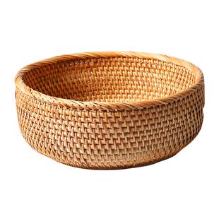 舍里越南藤编果篮客厅家用现代茶几水果盘零食收纳盒竹编筐面包篮