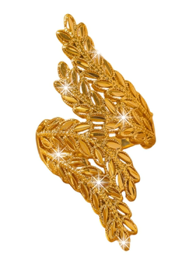 镀24K仿真黄金色麦穗开口戒指女