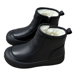 真皮软底妈妈短靴冬季加绒加厚保暖棉鞋羊毛防滑不累脚厚底皮鞋女