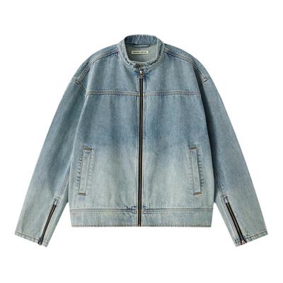 宽松水洗做旧牛仔夹克