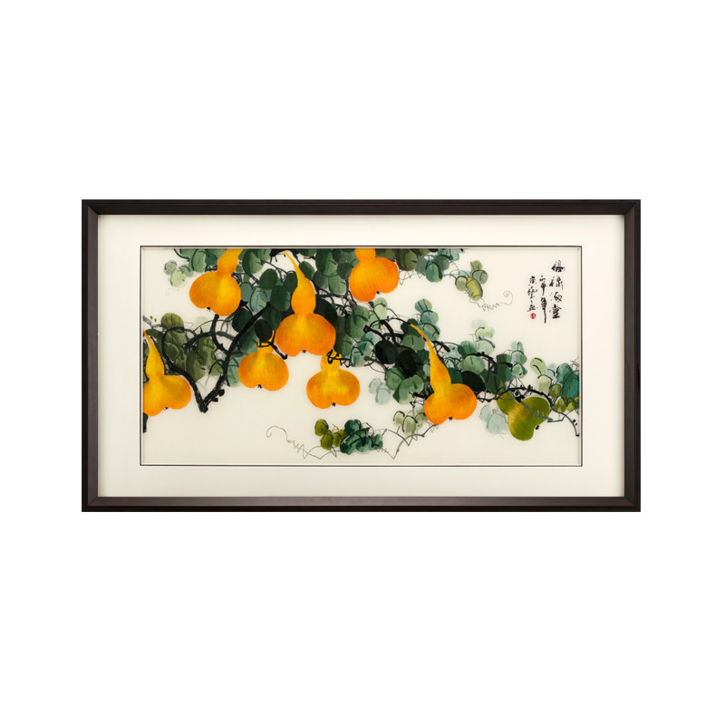 五福临门刺绣装饰画餐厅苏绣挂画