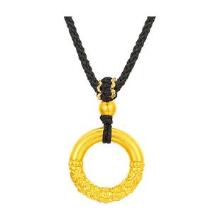 佐卡伊 黄金平安扣吊坠足金祥云乾坤圈黄金小金珠挂坠送女友礼物