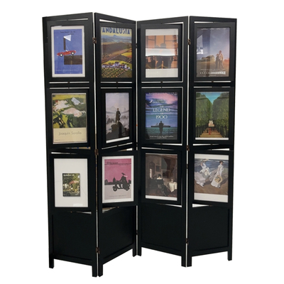 实木材质折叠屏风可旋转相框隔断