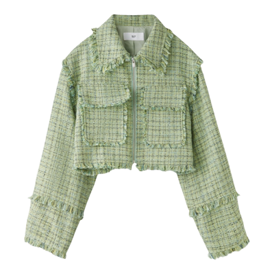 sly小香风粗花呢甜美拉链外套