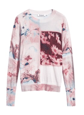 Desigual【博主同款】26春夏新品玫瑰印花打底圆领长袖女式针织衫