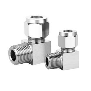 304不锈钢卡套接头弯通终端直角弯头90度免焊接高压ZG仪表铜管NPT