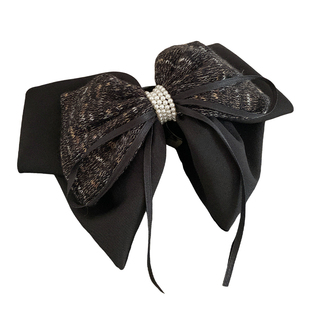 秋冬高级感毛线针织蝴蝶结马尾抓夹女气质后脑勺鲨鱼夹子发卡头饰