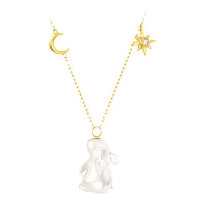 独白18K金钻石白贝玉兔