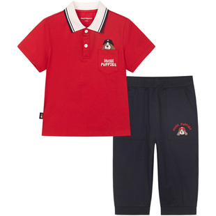 暇步士童装男童套装夏新款小童宝宝童趣polo短袖儿童宽松运动裤