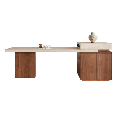 岩板中古风可伸缩岛台餐桌一体