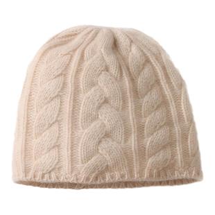 出类拔萃~重磅100%纯山羊绒帽子女加厚针织绞花保暖休闲护耳帽