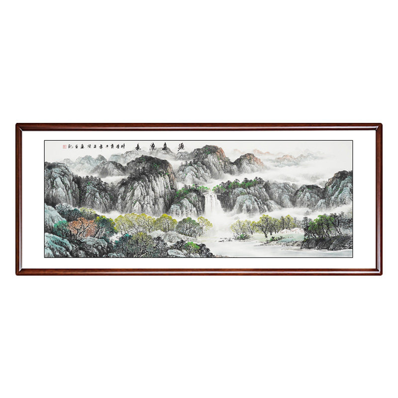源远流长手绘挂画国画山水画客厅