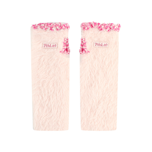 7THLAT毛绒手臂套女冬季加厚保暖防寒可爱针织加长款手套加绒潮