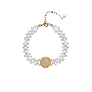 AOILDLLI编织珍珠手链手串情人节礼物和田玉复古2024年新款女手饰