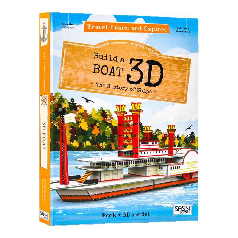 英文原版绘本 3D船模型书Travel Learn And Explore Build a Boat 3D 小学STEM科普 创意手工操作亲子互动游戏书